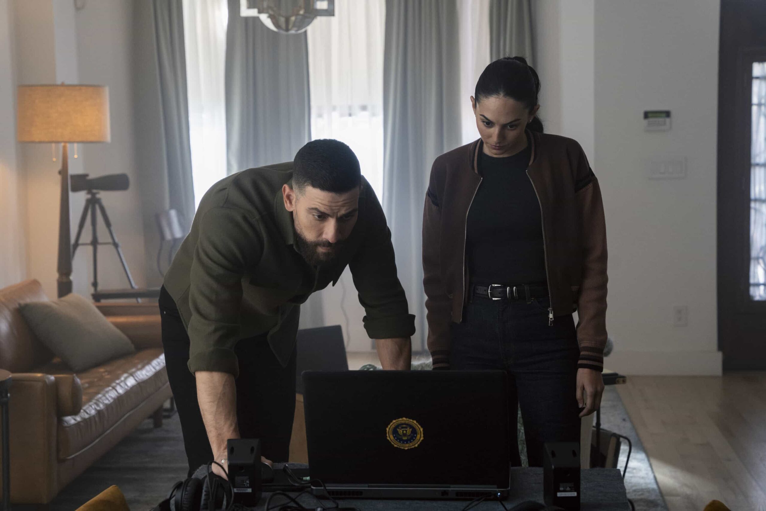 FBI Season 8 Episode 21 “Long Shot” — CBS Original Series FBI, scheduled to air on Monday, May 11 (9:00-10:00 PM, ET/PT).  Pictured (L-R): Zeeko Zaki as Special Agent Omar Adom ‘OA’ Zidan and Pardis Saremi as Agent Zara Ushruf. Photo: Bennett Raglin/CBS ©2026 CBS Broadcasting, Inc. All Rights Reserved.