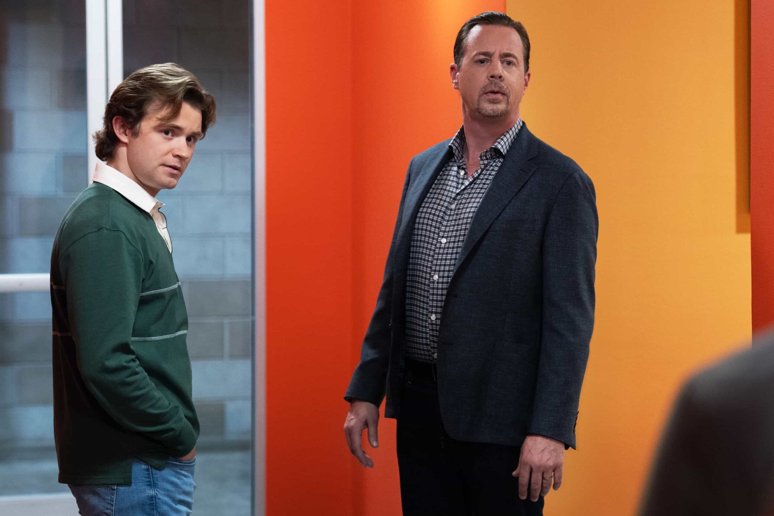 “SONS AND DAUGHTERS” - CBS Original Series NCIS, scheduled to air TUESDAY, MAY 12 (8:00 PM ET/PT)  Pictured (L-R): Patrick Keleher as Mateo Garcia and Sean Murray as Timothy McGee  Photo: Robert Voets/CBS  ©2026 CBS Broadcasting, Inc. All Rights Reserved.