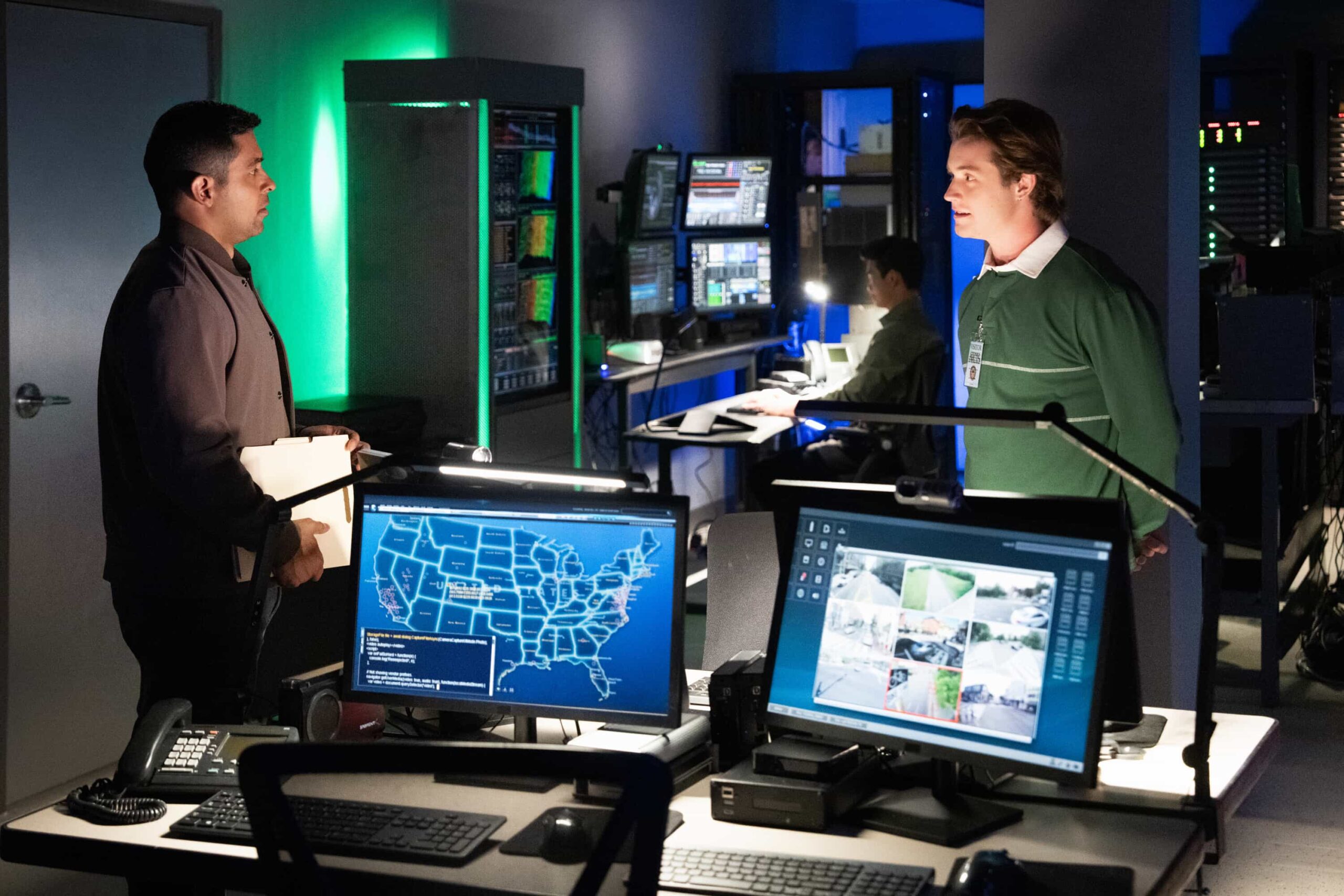 “SONS AND DAUGHTERS” - CBS Original Series NCIS, scheduled to air TUESDAY, MAY 12 (8:00 PM ET/PT)  Pictured (L-R): Murray as Timothy McGee and Patrick Keleher as Mateo Garcia   Photo: Robert Voets/CBS  ©2026 CBS Broadcasting, Inc. All Rights Reserved.