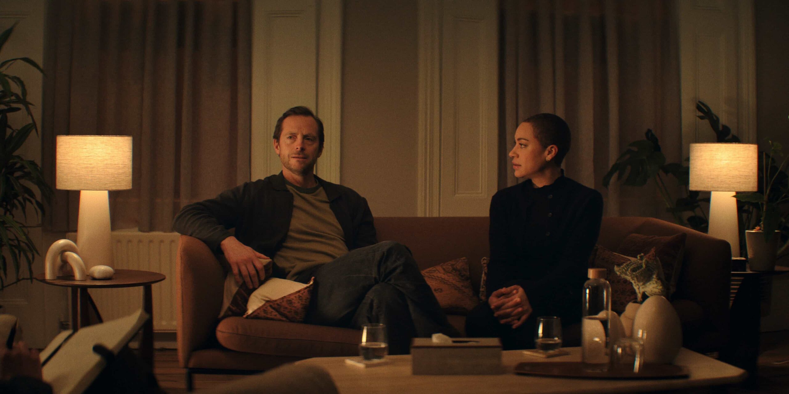Stephen Campbell Moore and Cush Jumbo in "Criminal Record," now streaming on Apple TV.