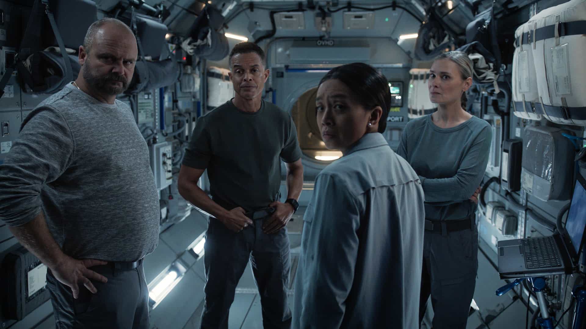 Michael Klesic, Rueben Grundy, Cynthy Wu and Kristina Klebe in "For All Mankind," now streaming on Apple TV.