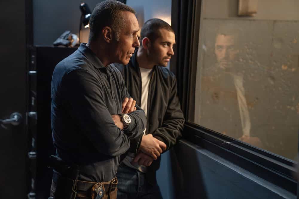 CHICAGO P.D. -- "Born or Made" Episode 1321 -- Pictured: (l-r) Jason Beghe as Sergeant Hank Voight, Benjamin Levy Aguilar as Dante Torres -- (Photo by: Elizabeth Sisson/NBC)
