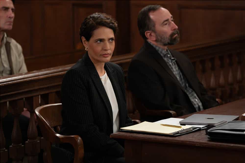 LAW & ORDER: SPECIAL VICTIMS UNIT -- "Monster" Episode 27021 -- Pictured: (l-r) Monique Gabriela Curnen as Atty Fronczak, Daniel London as Richard Caine -- (Photo by: Virginia Sherwood/NBC)