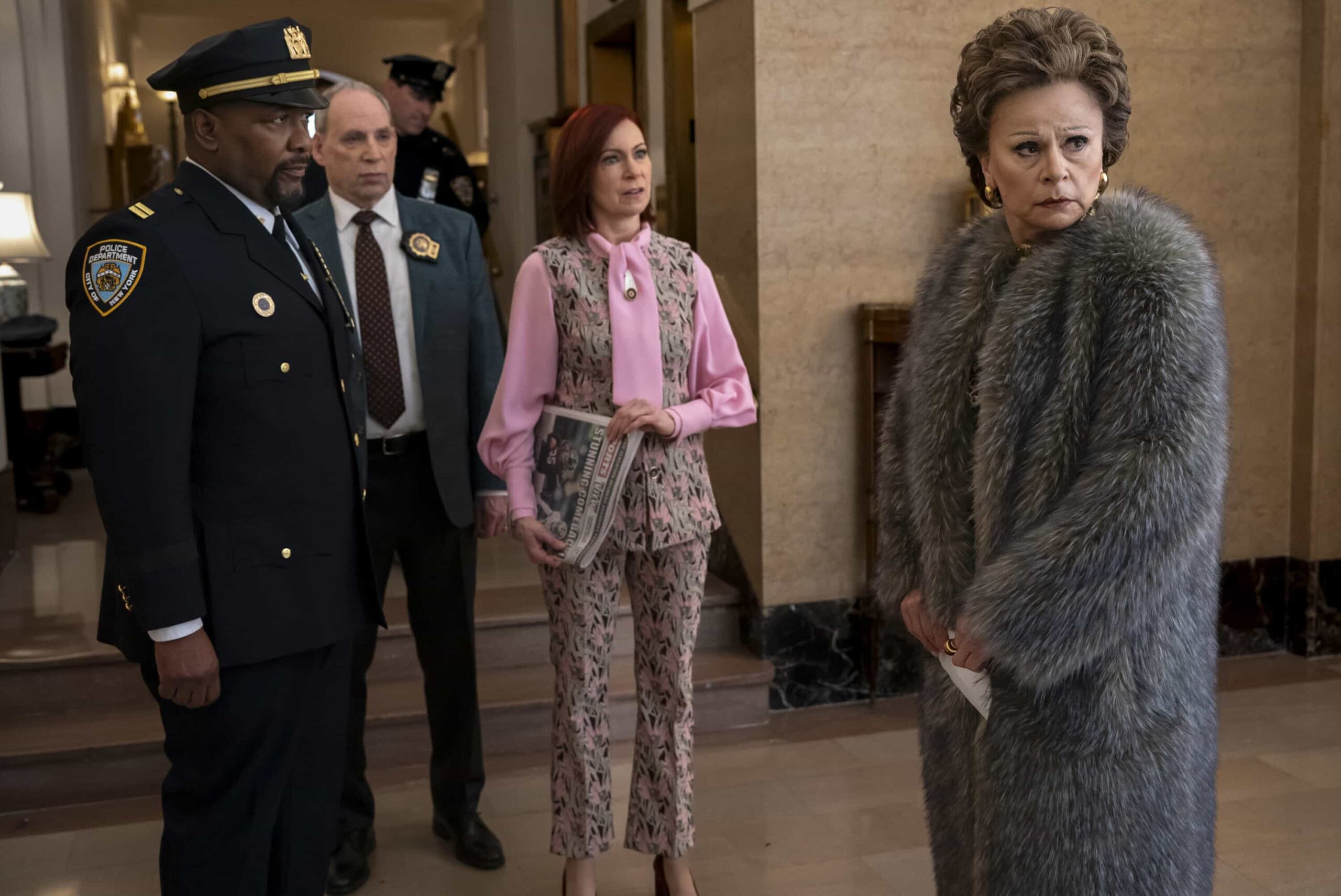 "Catch and Kill" -- Coverage of the CBS Original Series ELSBETH, scheduled to air on the CBS Television Network.   Pictured (L-R): Wendell Pierce as Captain Wagner, Daniel Oreskes as Detective Buzz Fleming, Carrie Preston as Elsbeth Tascioni, and Tracey Ullman as Marilyn   Photo: Michael Parmelee/CBS ©2026 CBS Broadcasting, Inc. All Rights Reserved.