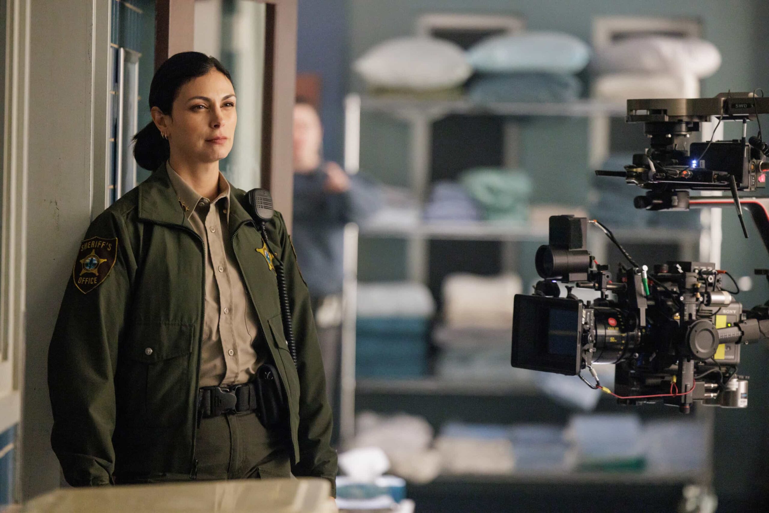 BTS “Compromised” – Sheriff Mickey Fox aids a federal investigation into a high-stakes case involving alleged interstate crime and a web of local land deals. GRAMMY® Award-winner Maren Morris guest stars as Hazel, Skye’s sponsor, on SHERIFF COUNTRY, Friday, May 15 (8:00-9:00 PM, ET/PT) on the CBS Television Network, and streaming on Paramount+ (live and on-demand for Paramount+ Premium plan subscribers, or on-demand for Paramount+.   Pictured: Morena Baccarin. Photo: Darren Goldstein/CBS ©2026 CBS Broadcasting, Inc. All Rights Reserved.