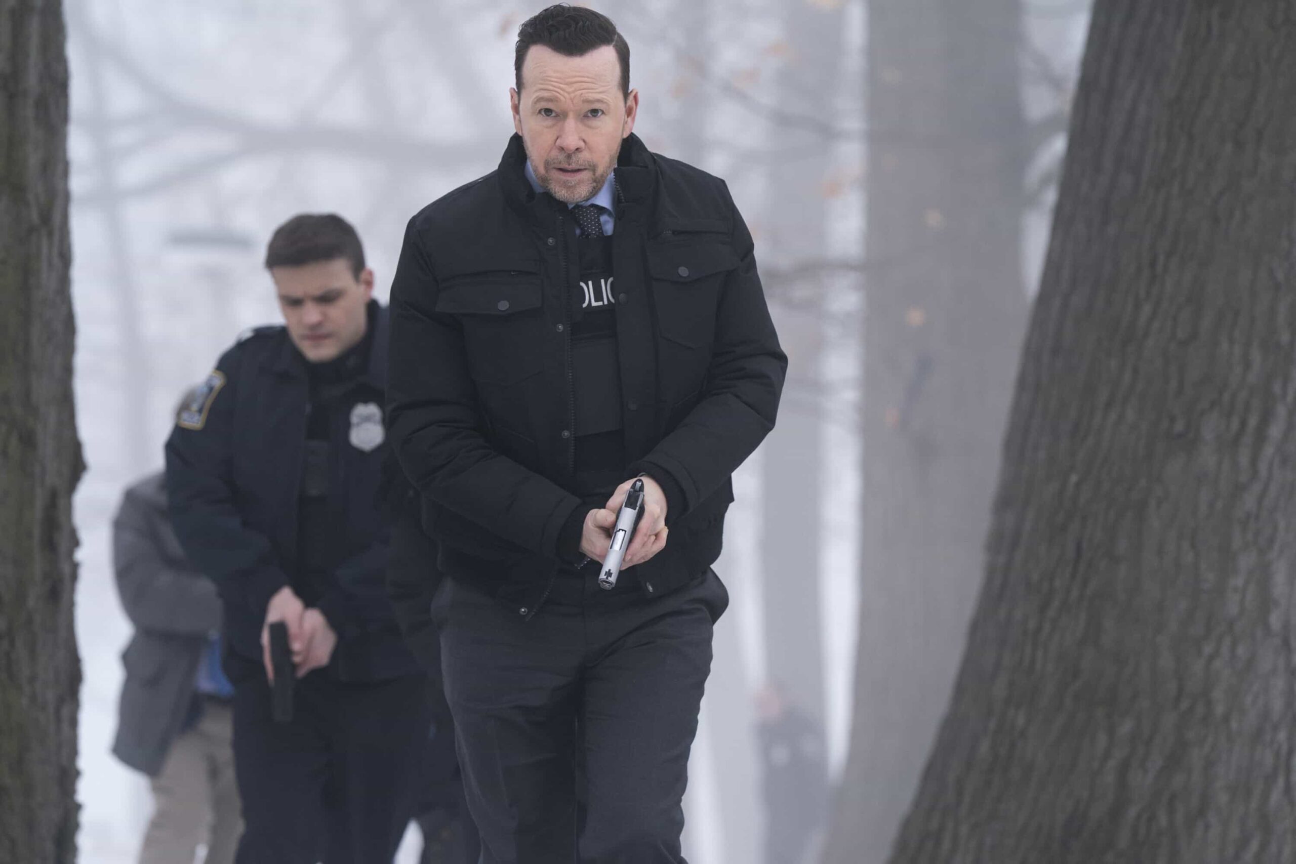 Boston Blue Season 1 Episode 19 "Chasing Monsters" -- Coverage of the CBS Original Series BOSTON BLUE, scheduled to air on the CBS Television Network. Pictured L to R: Mika Amonsen as Sean Reagan and Donnie Wahlberg as Danny Reagan. Photo: Ian Watson/CBS ©2026 CBS Broadcasting, Inc. All Rights Reserved.