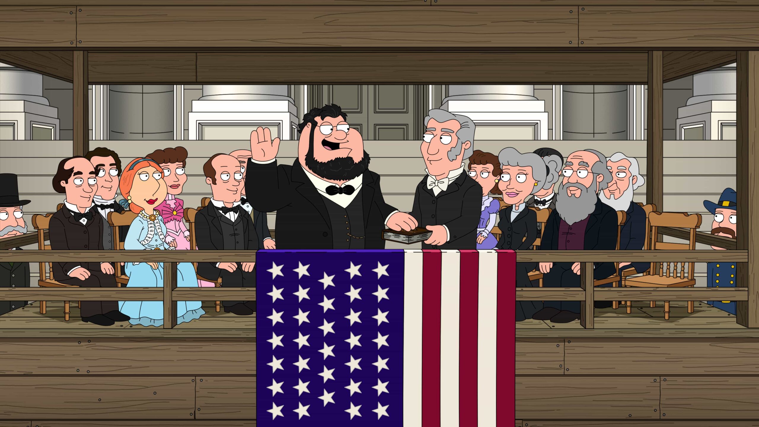 FAMILY GUY: In this three-act parody of prominent historical eras, the Griffins take a humorous look at The French Revolution, the American Civil War, and World War II in the all-new "High School History" season finale episode of Family Guy airing Sunday, May 17 (8:00-8:30 PM ET/PT) on FOX. FAMILY GUY © 2026 by 20th Television