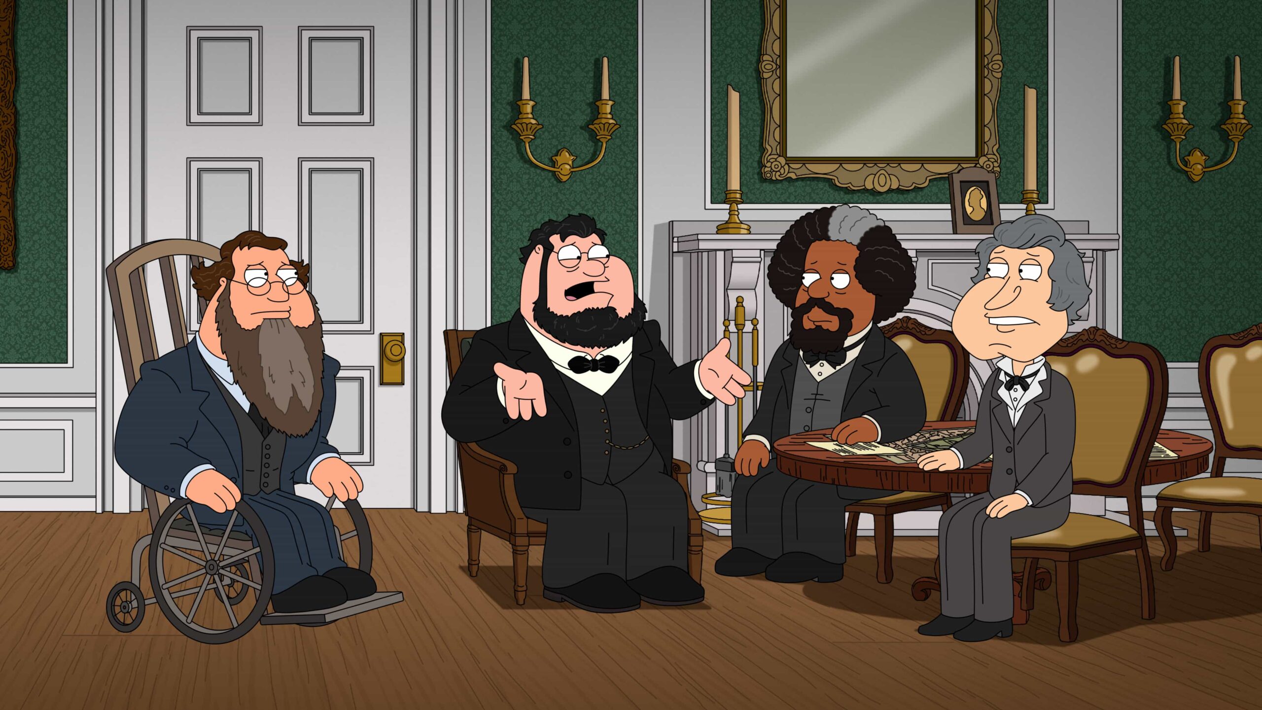 FAMILY GUY: In this three-act parody of prominent historical eras, the Griffins take a humorous look at The French Revolution, the American Civil War, and World War II in the all-new "High School History" season finale episode of Family Guy airing Sunday, May 17 (8:00-8:30 PM ET/PT) on FOX. FAMILY GUY © 2026 by 20th Television