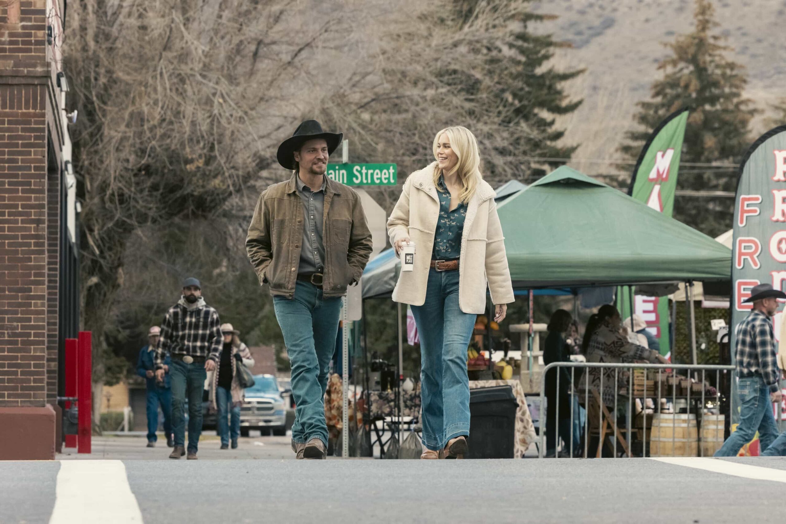 "The Devil at Home" -- CBS Original Series MARSHALS, scheduled to air on Sunday, May 17 (8:00-9:00 PM, ET/PT).  Pictured (L-R): Luke Grimes as Kayce Dutton and Ellyn Jameson as Dolly. Photo: Fred Hayes/CBS ©2025 CBS Broadcasting, Inc. All Rights Reserved.