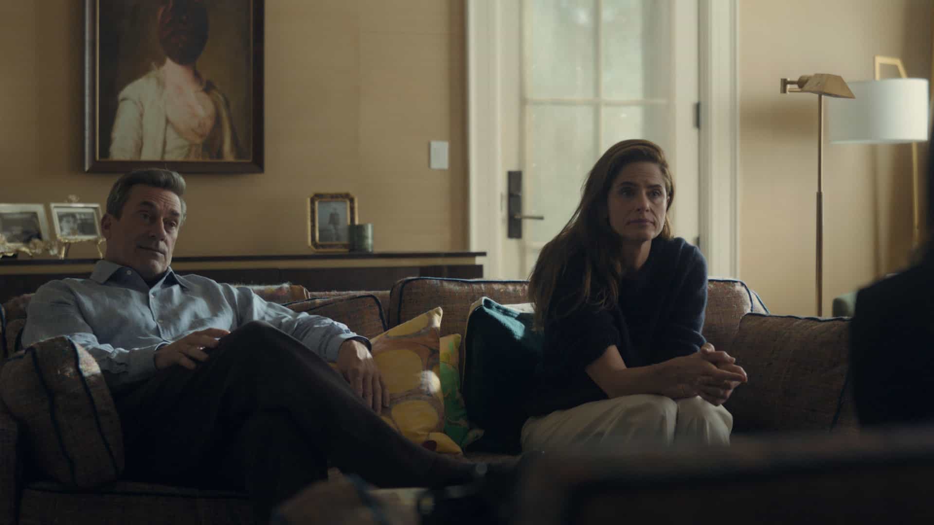 Jon Hamm and Amanda Peet in "Your Friends & Neighbors," now streaming on Apple TV.