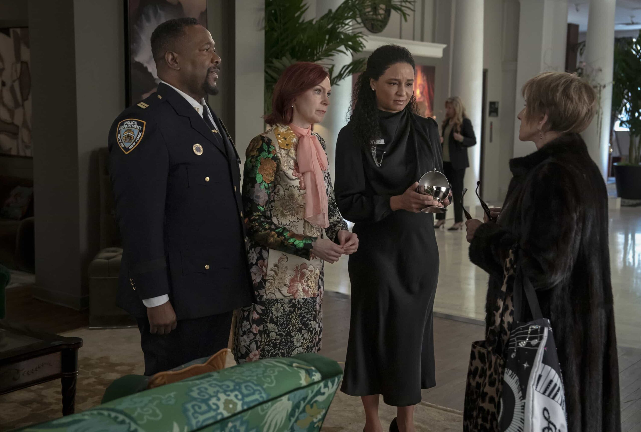 "That's All" -- Coverage of the CBS Original Series ELSBETH, scheduled to air on the CBS Television Network.  Pictured (L-R): Wendell Pierce as Captain Wagner, Carra Patterson as Kaya Blanke, and Patti LuPone as Ruby Lane    Photo: Michael Parmelee/CBS ©2026 CBS Broadcasting, Inc. All Rights Reserved.