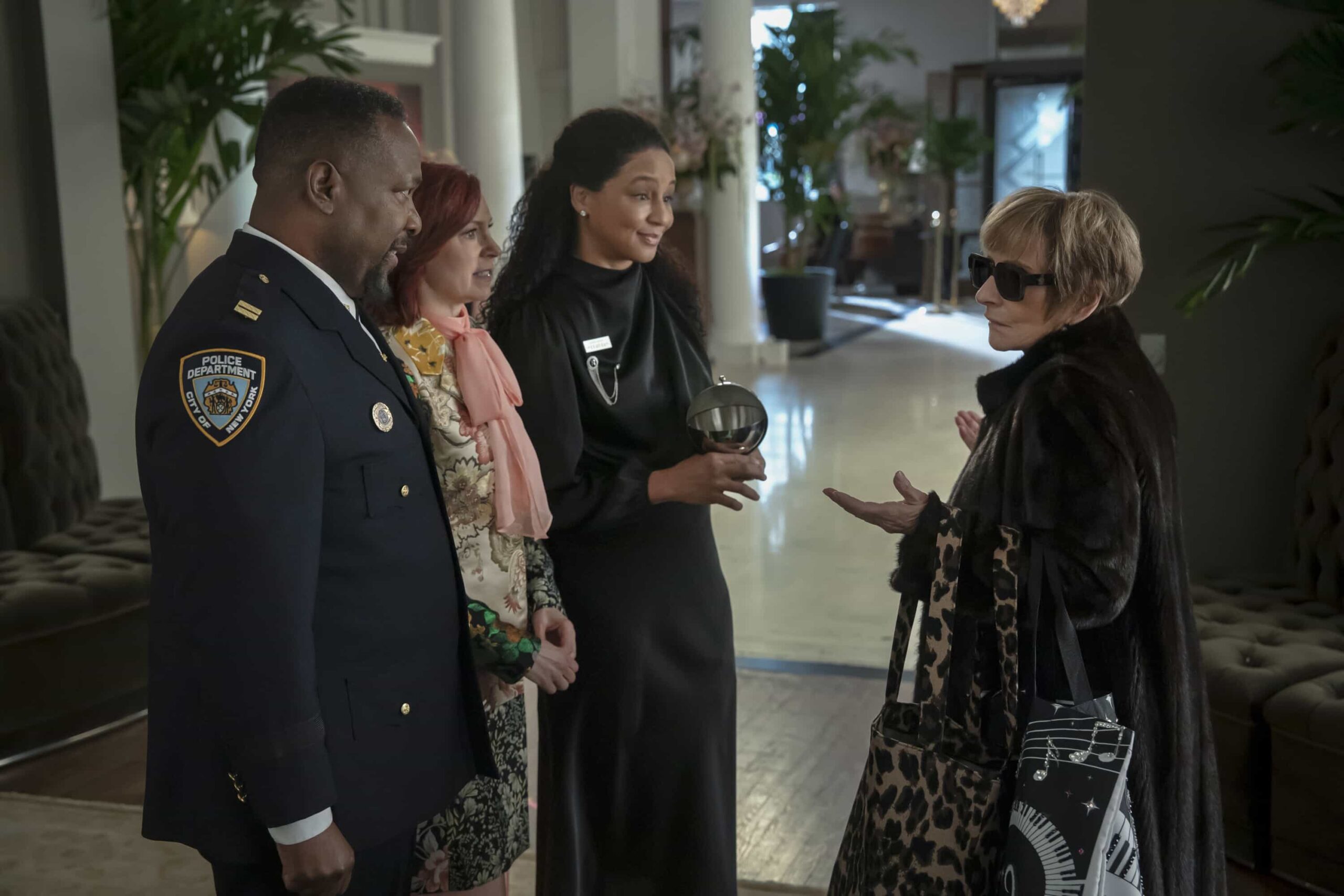 "That's All" -- Coverage of the CBS Original Series ELSBETH, scheduled to air on the CBS Television Network.  Pictured (L-R): Wendell Pierce as Captain Wagner, Carra Patterson as Kaya Blanke, and Patti LuPone as Ruby Lane    Photo: Michael Parmelee/CBS ©2026 CBS Broadcasting, Inc. All Rights Reserved.