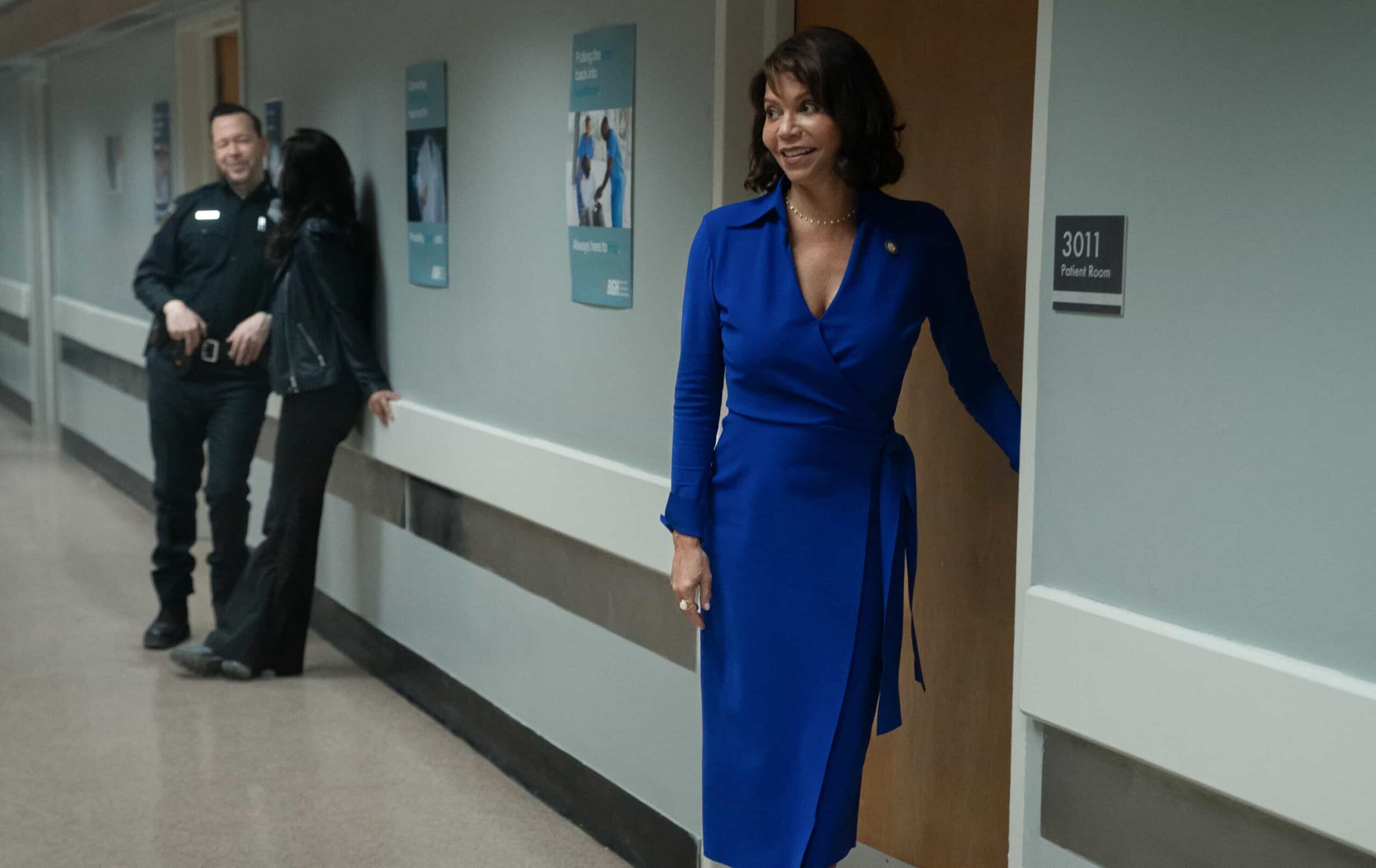 Boston Blue Season 1 Episode 20 "Patrol" Season Finale -- Coverage of the CBS Original Series BOSTON BLUE, scheduled to air on the CBS Television Network.   Pictured L to R: Donnie Wahlberg as Danny Reagan and Marisa Ramirez as Maria Baez, and Gloria Reuben as Mae Silver  Photo: Ian Watson/CBS ©2026 CBS Broadcasting, Inc. All Rights Reserved.