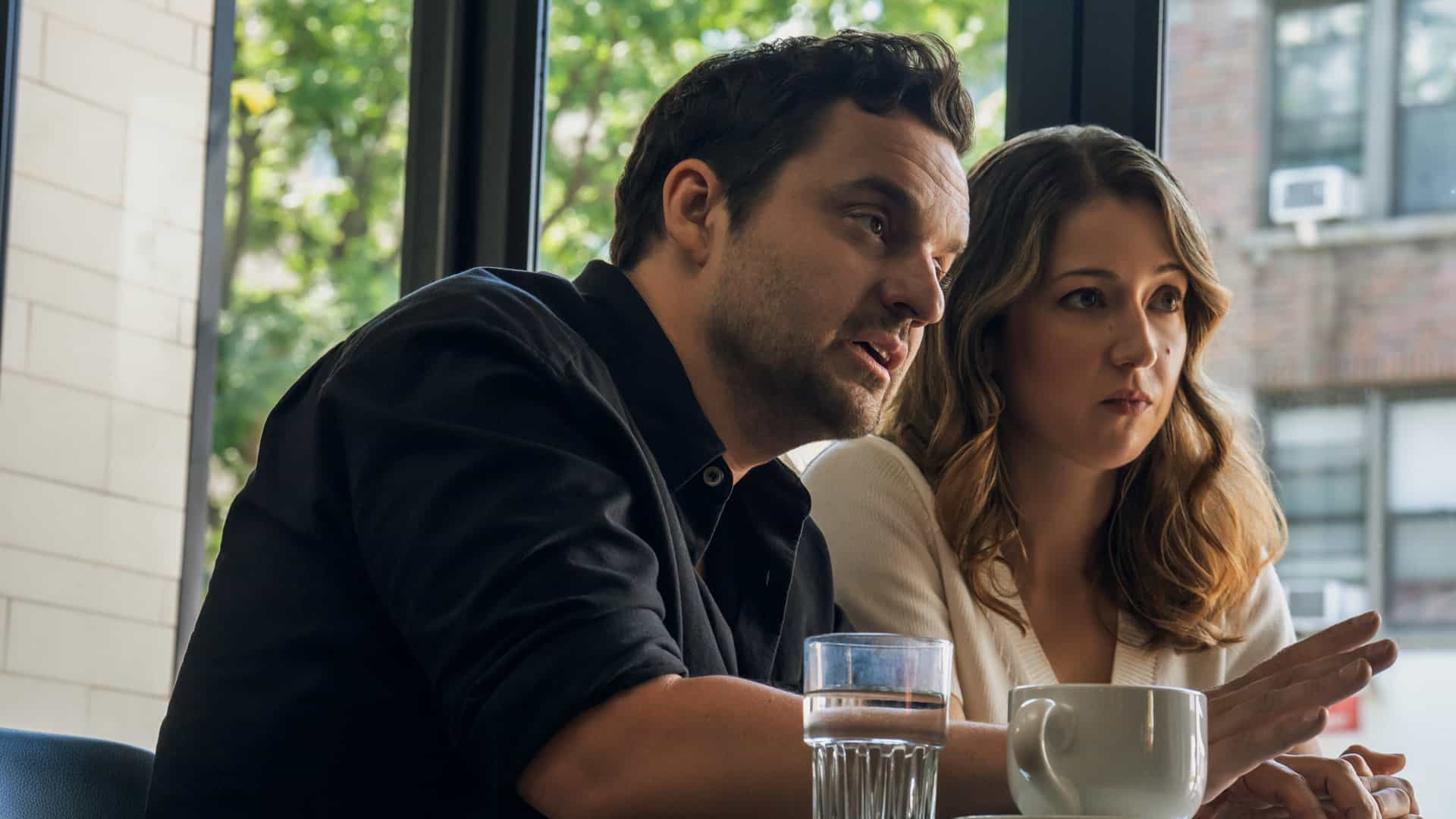 MAXIMUM PLEASURE GUARANTEED Season 1 Episode 3 Jake Johnson and Jessy Hodges in "Maximum Pleasure Guaranteed," now streaming on Apple TV.