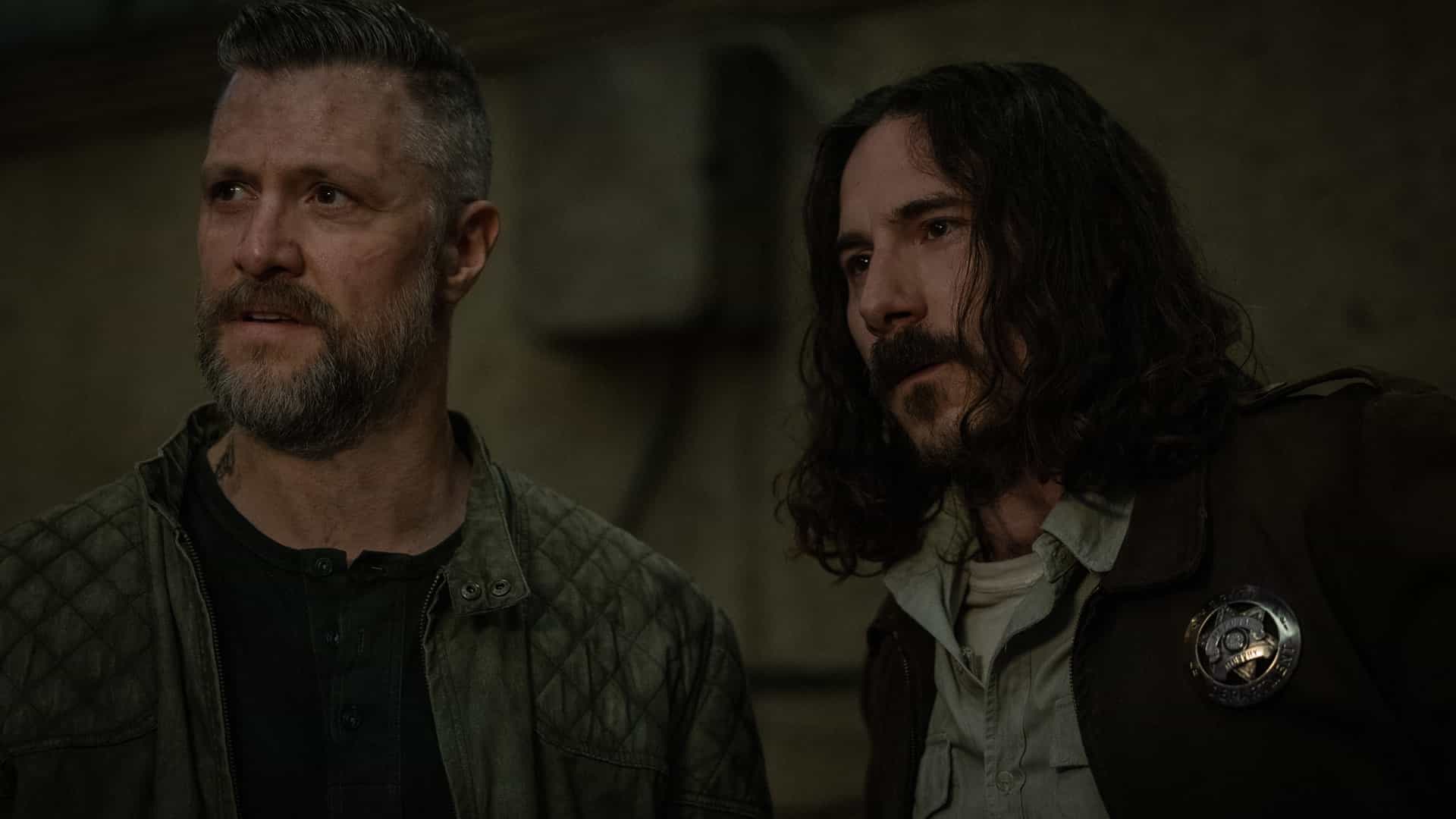 Shane McRae and Billy Postlethwaite in "Silo," premiering July 3, 2026 on Apple TV.