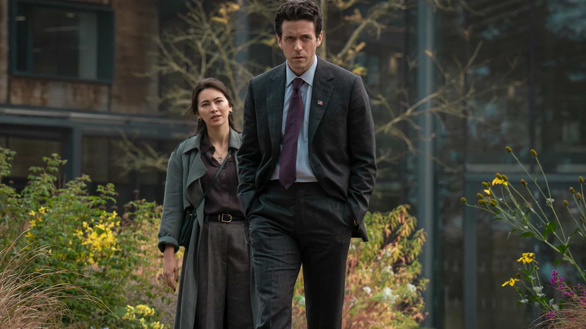Ashley Zukerman and Jessica Henwick in "Silo," premiering July 3, 2026 on Apple TV.