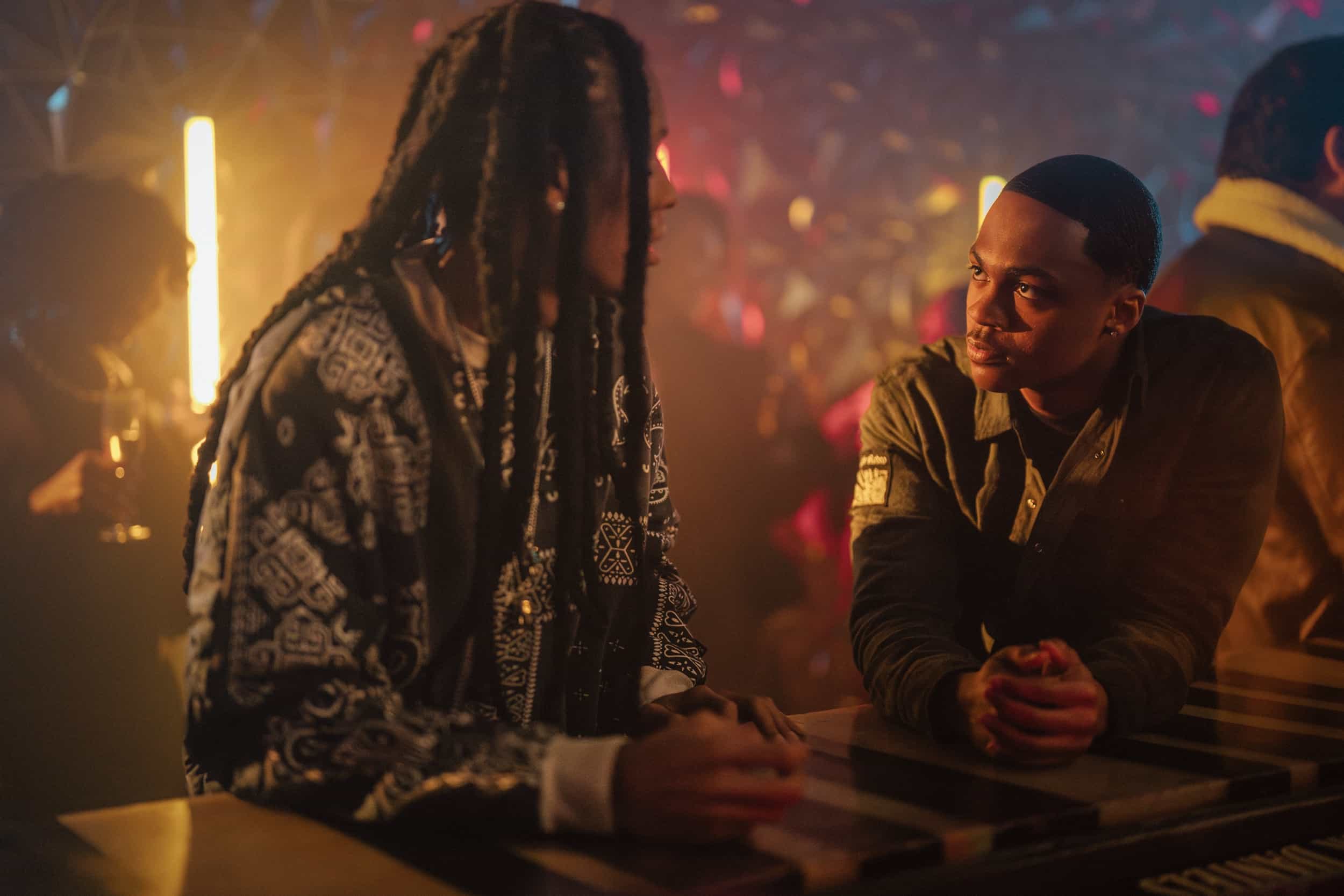 The Chi Season 8 Episode 2 "White Russian" L-R: Michael V. Epps as Jake and Ahmad Nicholas Ferguson as Bakari in The Chi, episode 2, season 8, streaming on Paramount+, 2026. Photo Credit: Sandy Morris/Paramount+.