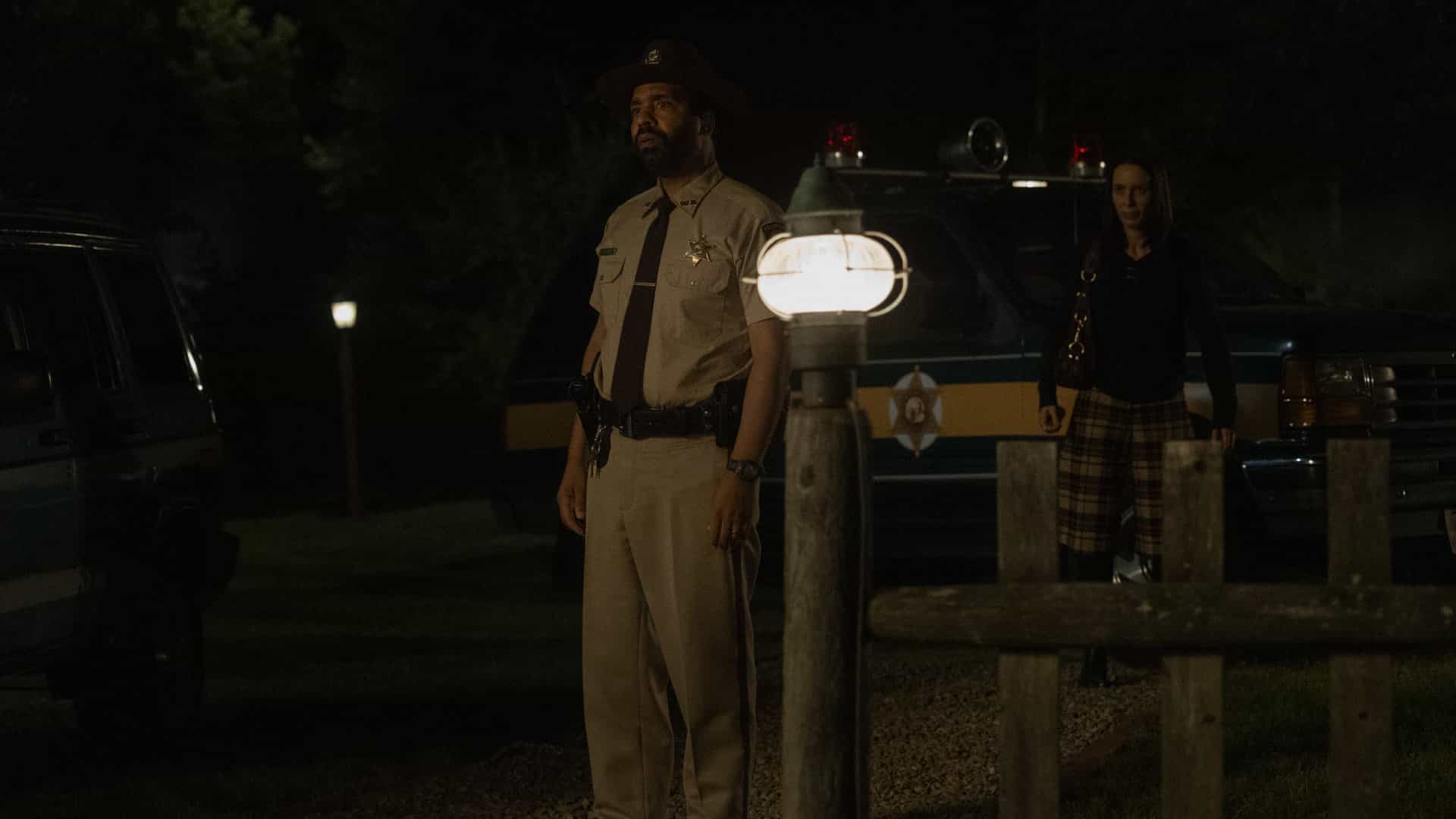 Kevin Carroll and Kate O’Flynn in "Widow’s Bay," now streaming on Apple TV.