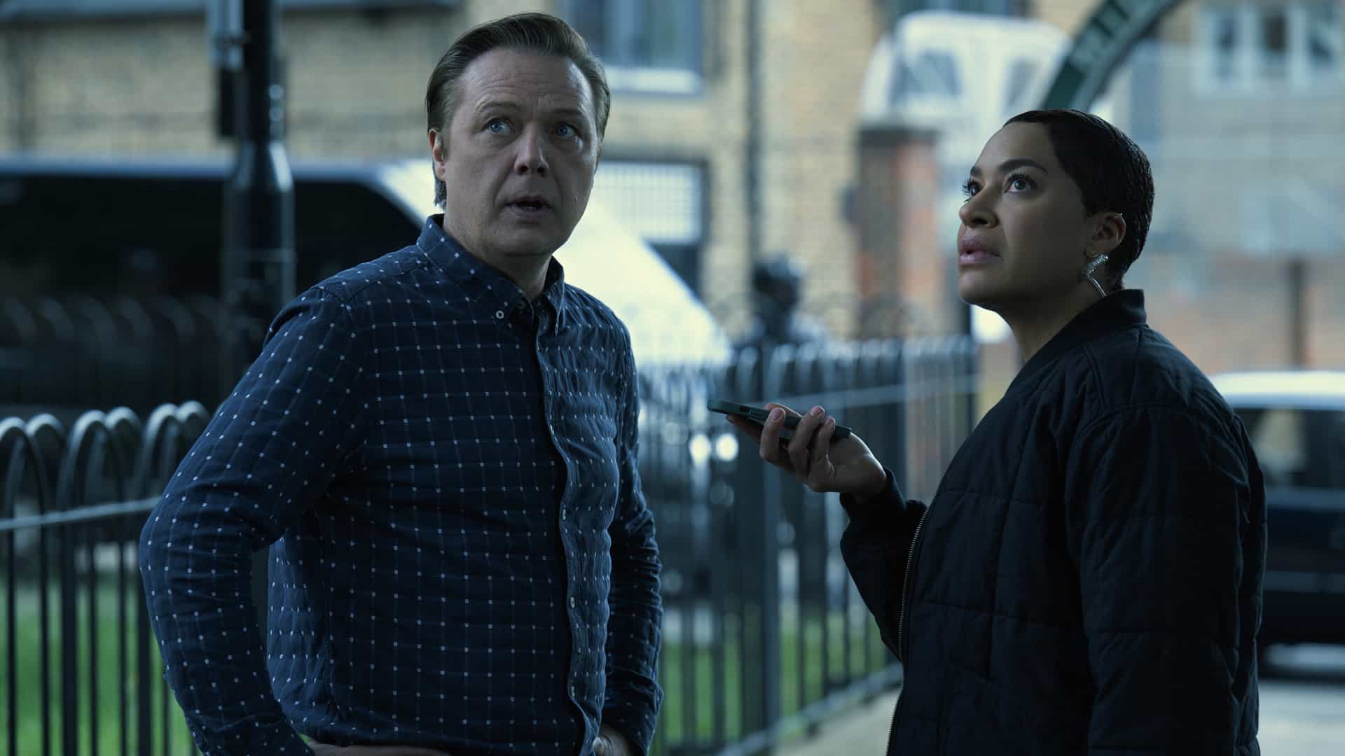 CRIMINAL RECORD Season 2 Episode 7 Photos “Going Down” June Takes Control 4 Criminal Record Season 2 Episode 7 "Going Down" Shaun Dooley and Cush Jumbo in "Criminal Record," now streaming on Apple TV.