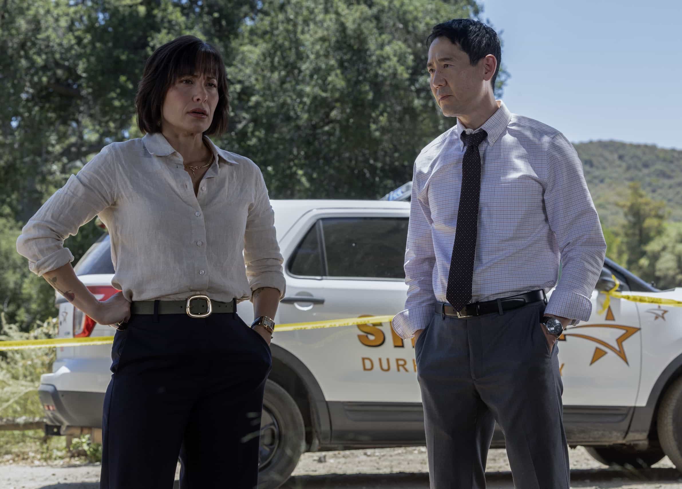 Nicole Pacent as Rebecca Wilson and Rob Yang as District Attorney Emory Joy  in Criminal Minds: Evolution, episode 3, season 19 streaming on Paramount+, 2026. Photo Credit: Trae Patton/Paramount+