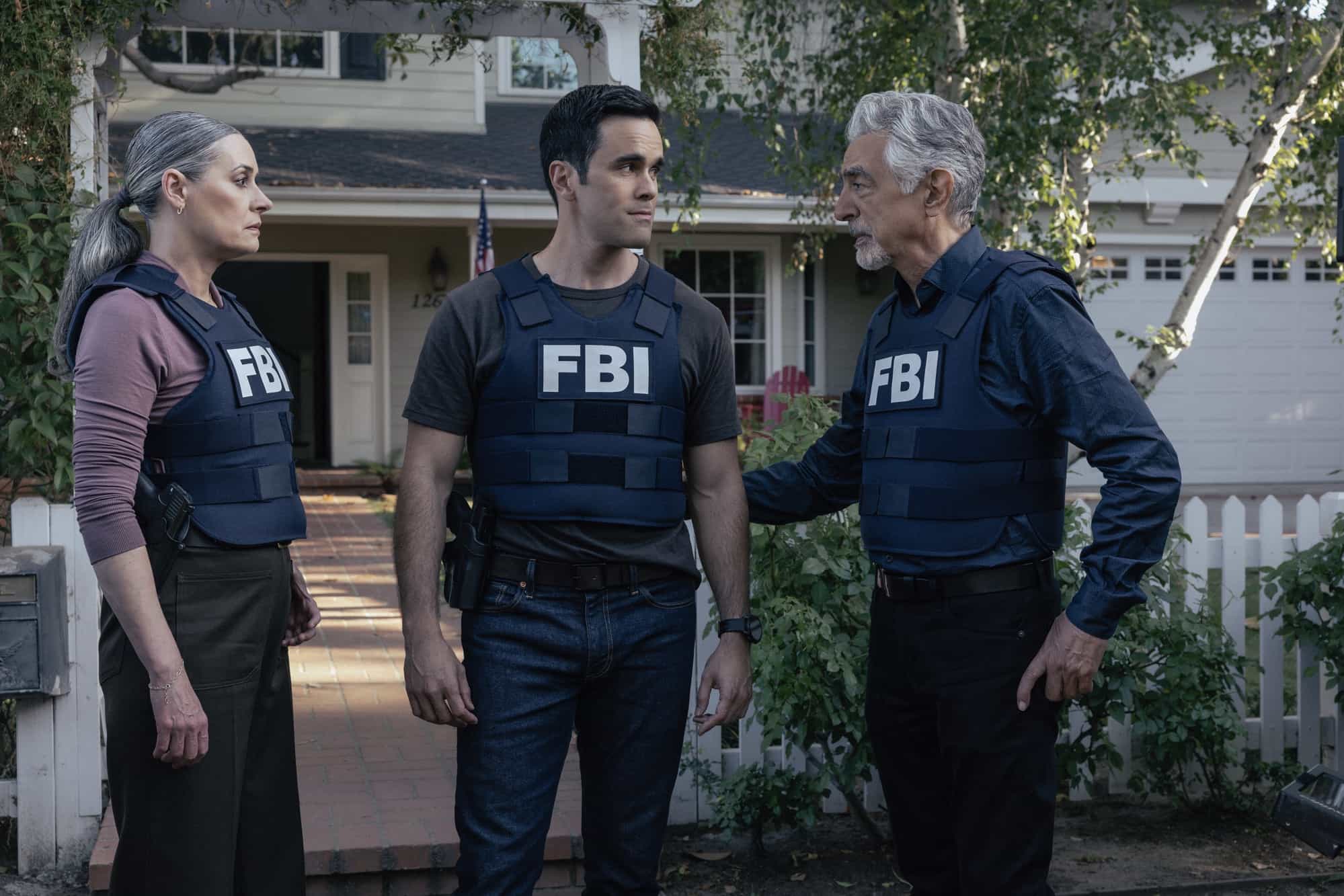 Criminal Minds Evolution Season 19 Episode 4 "The Witching Hour"  - L-R: Paget Brewster as Emily Prentiss, RJ Hatanaka as Tyler Green, and Joe Mantegna as David Rossi in Criminal Minds: Evolution, episode 4, season 19  streaming on Paramount+, 2026.  CREDIT: Trae Patton/Paramount+ © 2026 ABC Studios Inc. and CBS Studios Inc. All Rights Reserved.