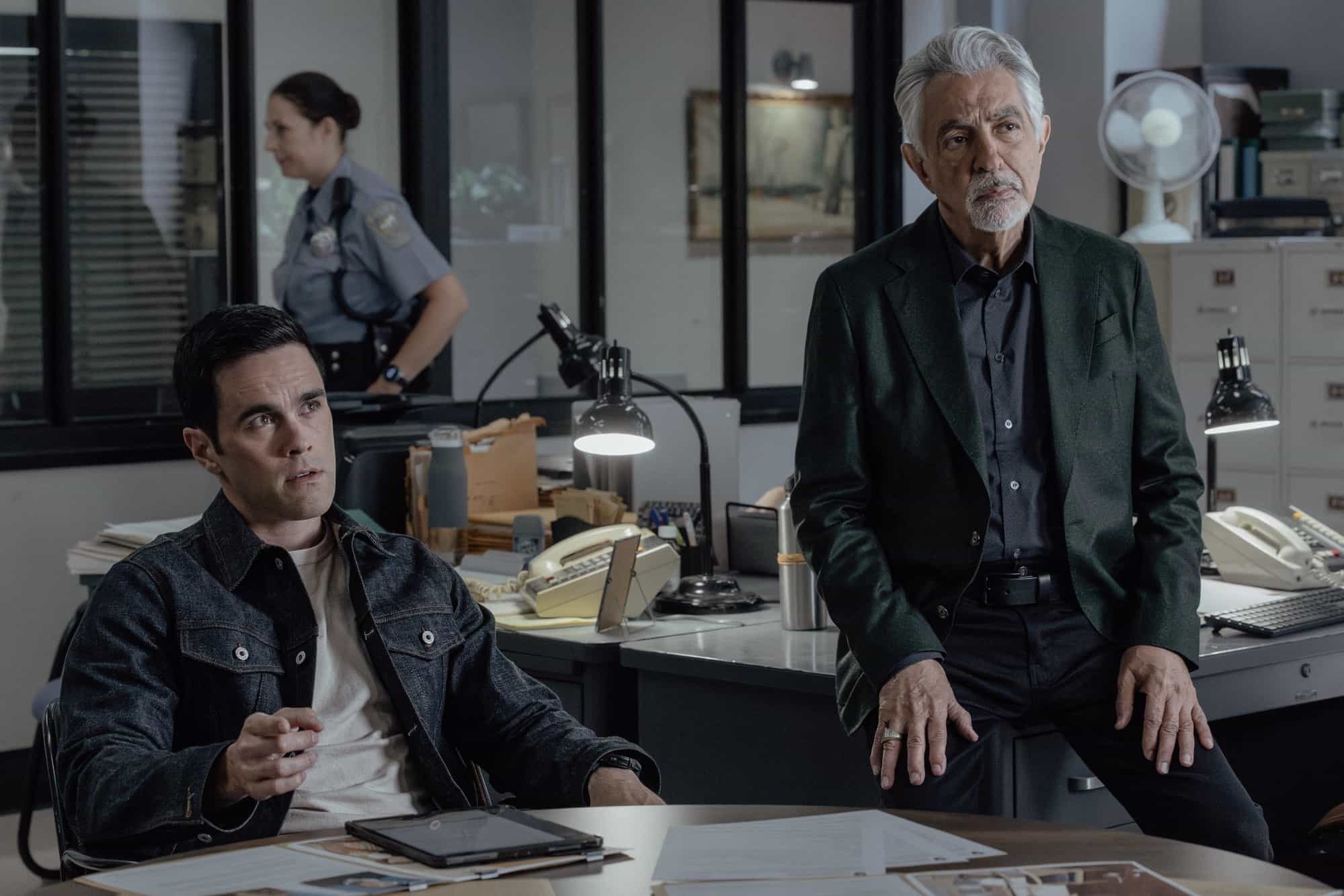 Criminal Minds Evolution Season 19 Episode 4 "The Witching Hour"  - RJ Hatanaka as Tyler Green and Joe Mantegna as David Rossi in Criminal Minds: Evolution, episode 4, season 19  streaming on Paramount+, 2026.  CREDIT: Trae Patton/Paramount+ © 2026 ABC Studios Inc. and CBS Studios Inc. All Rights Reserved.