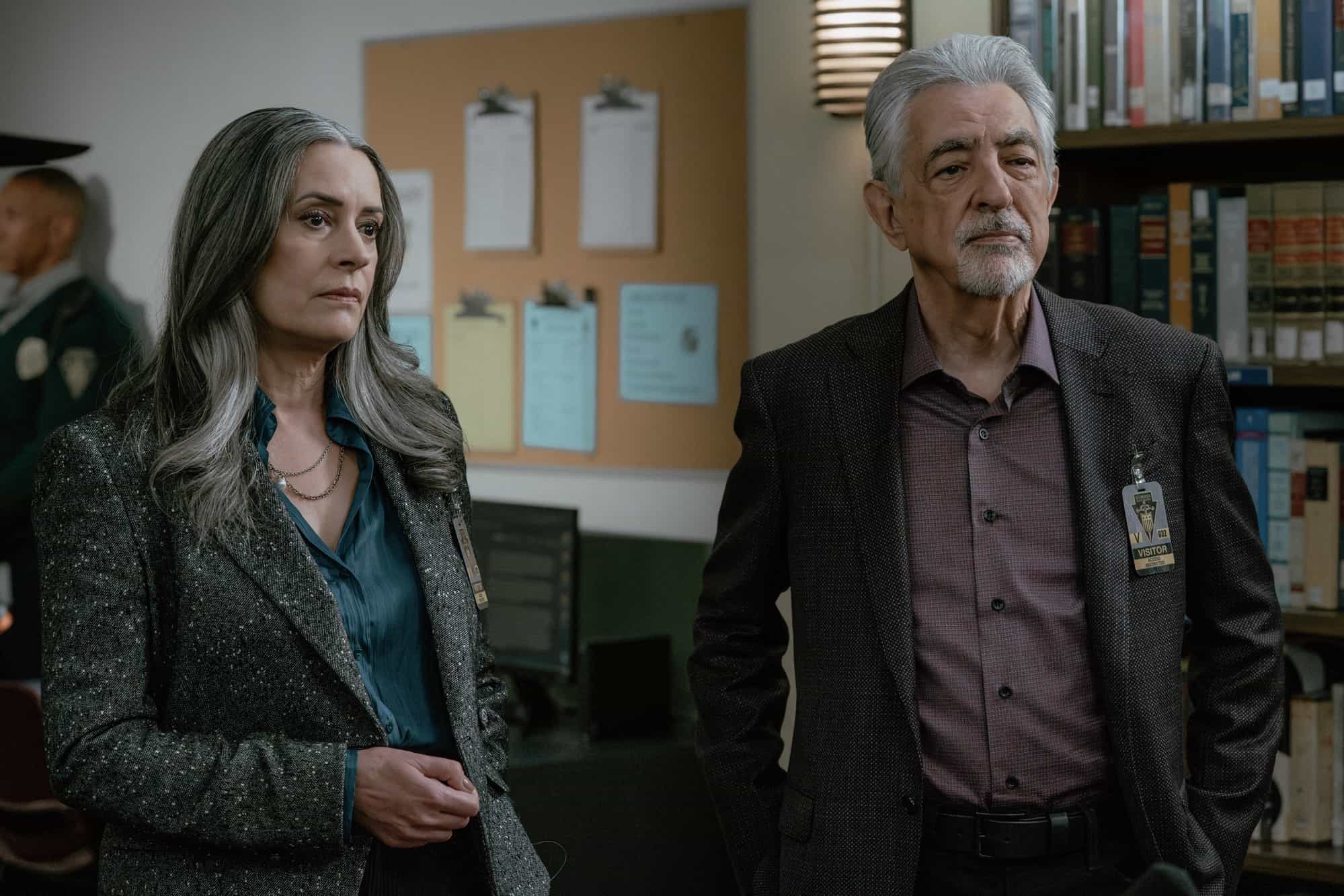 L-R: Paget Brewster as Emily Prentiss and Joe Mantegna as David Rossi in Criminal Minds: Evolution, episode 6, season 19  streaming on Paramount+, 2026.  CREDIT:  Michael Yarish/Paramount+ © 2026 ABC Studios Inc. and CBS Studios Inc. All Rights Reserved.