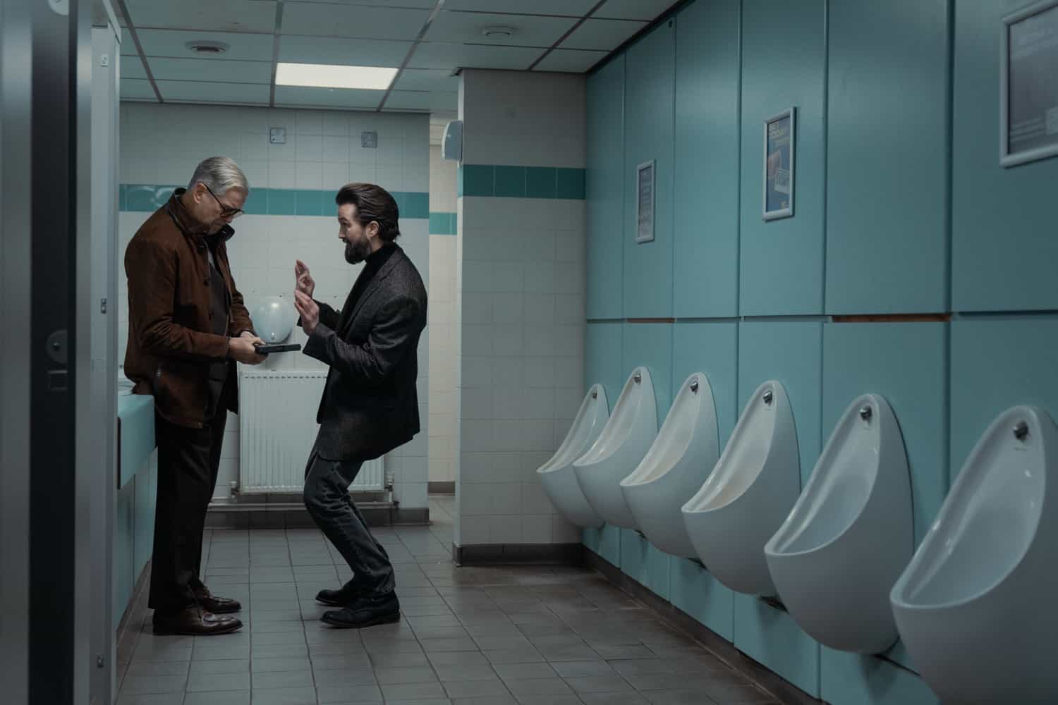 L-R Pierce Brosnan as Conrad Harrigan and Emmett J Scanlan as Paul In MobLand, season 2, streaming on Paramount+, 2026. Photo Credit: Luke Varley/Paramount+