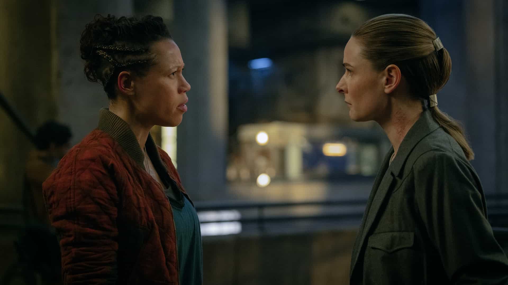 Silo Season 3 Episode 3 A Dark Web Remmie Milner and Rebecca Ferguson in "Silo," now streaming on Apple TV.