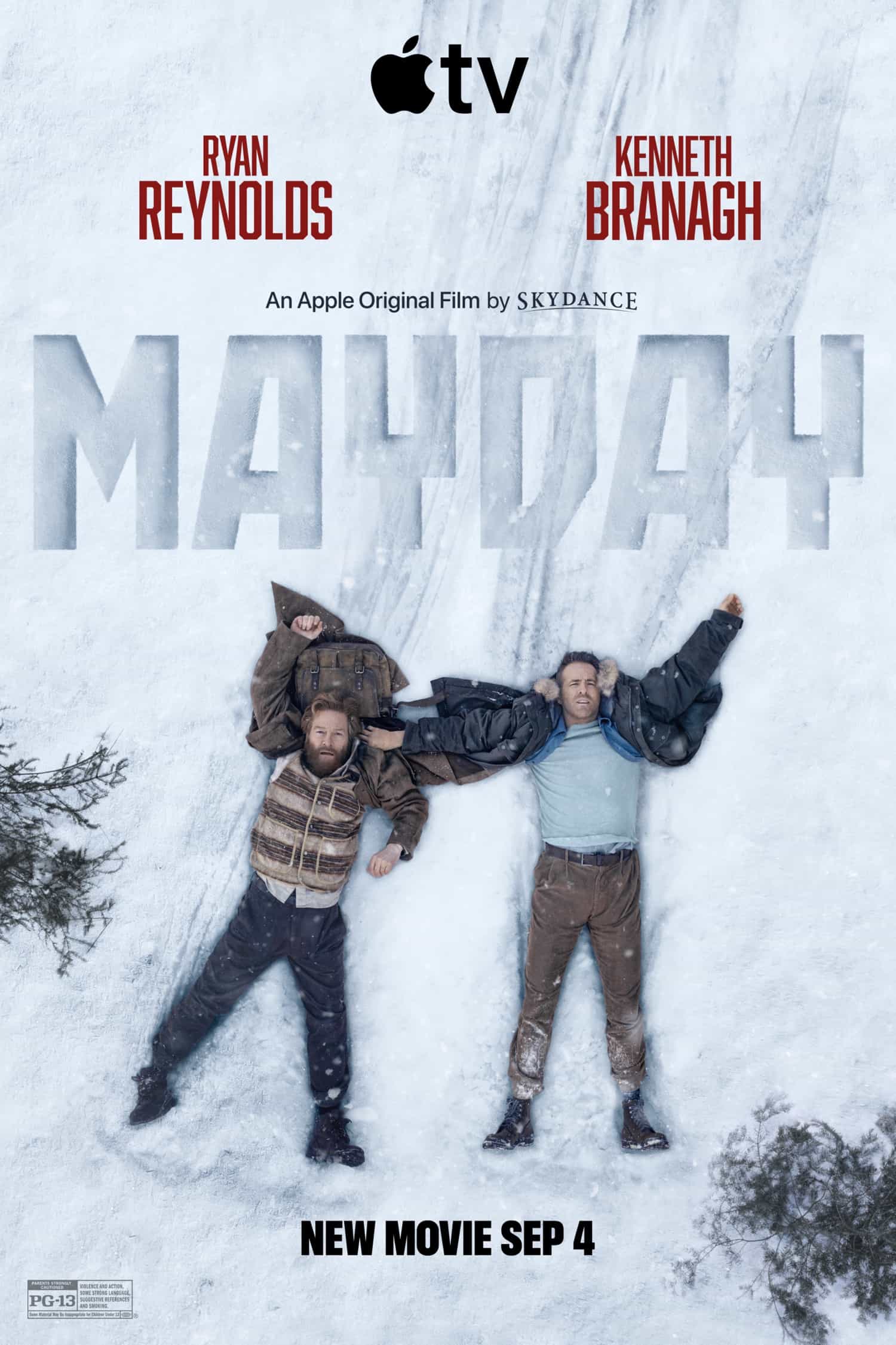 Mayday Keyart Poster Kenneth Branagh and Ryan Reynolds in "Mayday," premiering September 4, 2026 on Apple TV.