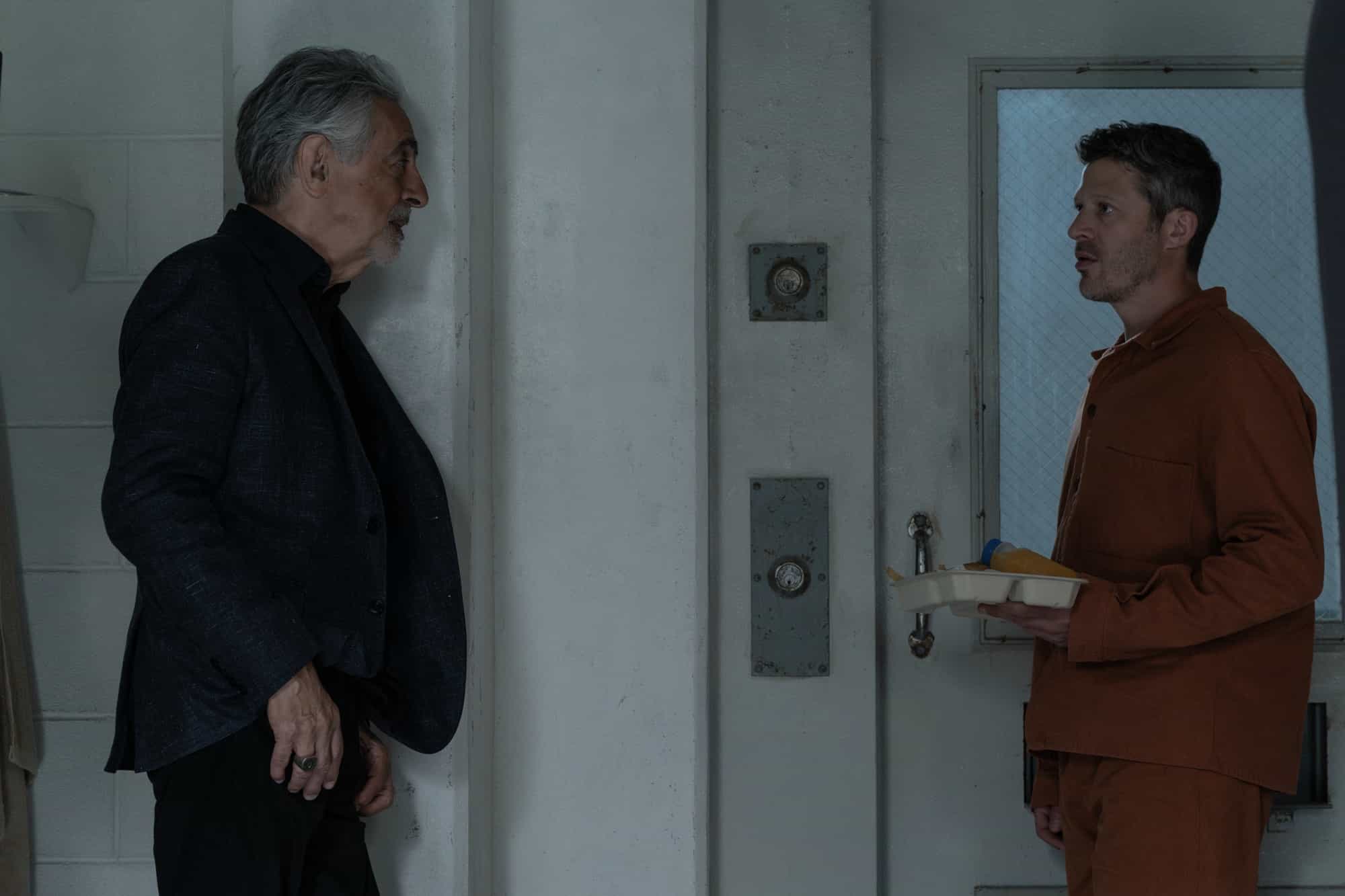 L-R: Joe Mantegna as David Rossi and Zach Gilford as Elias Voit in Criminal Minds: Evolution, episode 9, season 19  streaming on Paramount+, 2026.  CREDIT:  Michael Yarish /Paramount+ © 2026 ABC Studios Inc. and CBS Studios Inc. All Rights Reserved.