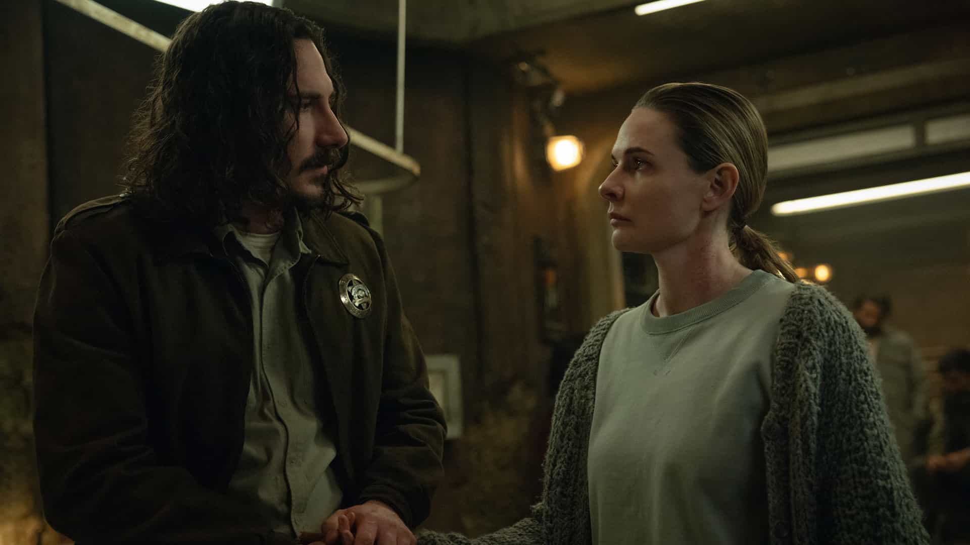 Billy Postlethwaite and Rebecca Ferguson in "Silo," now streaming on Apple TV.
