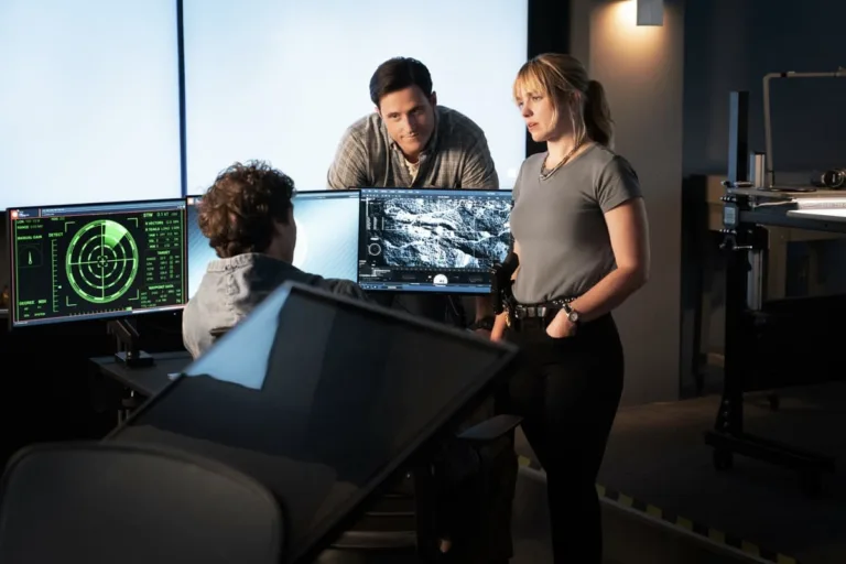 CBS Original Series NCIS,:  NEW YORK premiering on October 6, 2026, 9:00 PM ET/PT   Pictured: Devin Druid Sean Sullivan , Shane Harper as Wyatt Hill, and Jacqueline Byers as Addison “Addy” Ross  Photo: Michael Greenberg/CBS  ©2026 CBS Broadcasting, Inc. All Rights Reserved.