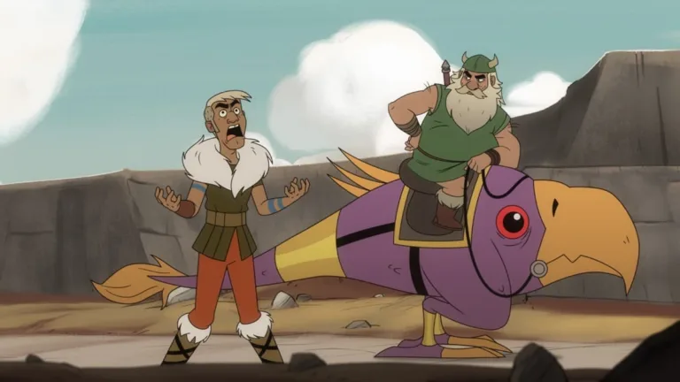 (L-R): Danny Pudi voices Hampton Squib and Matthew Rhys voices Gilius Thunderhead in season 1 of Golden Axe streaming on Paramount+, 2026. Photo Credit: Paramount+