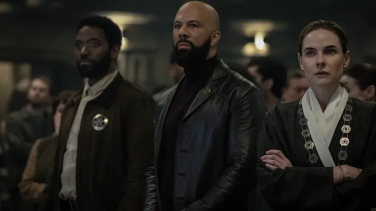 Silo Season 3 Episode 9 Farewell Chinaza Uche, Common and Rebecca Ferguson in "Silo," now streaming on Apple TV.