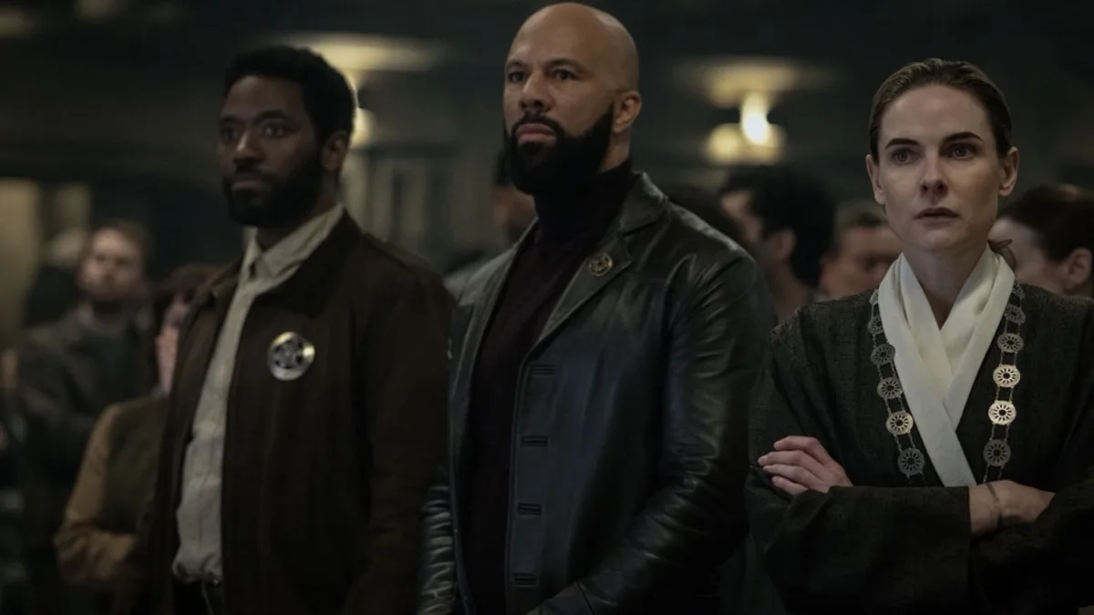 Silo Season 3 Episode 9 Farewell Chinaza Uche, Common and Rebecca Ferguson in "Silo," now streaming on Apple TV.