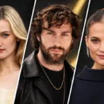 Sarah Pidgeon, Aaron Taylor-Johnson and Alicia Vikander, stars of Netflix’s Enigma Variations