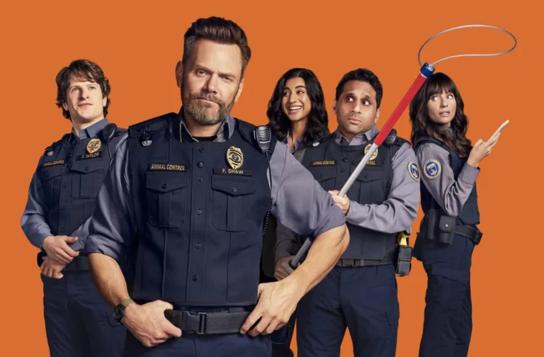 ANIMAL CONTROL: L-R: Michael Rowland as Shred, Joel McHale as Frank, Vella Lovell as Emily, Ravi Patel as Patel, and Grace Palmer as Victoria, in the all-new season of ANIMAL CONTROL. CR: Pamela Littky /FOX © 2026 FOX Media LLC.