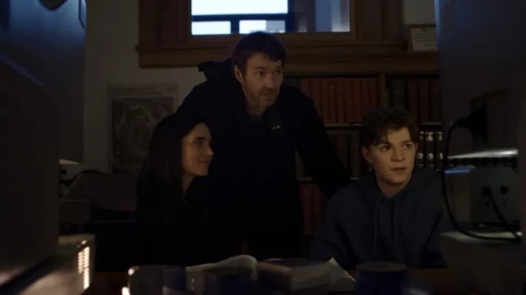 Jennifer Connelly, Joel Edgerton and Oakes Fegley in "Dark Matter," now streaming on Apple TV.