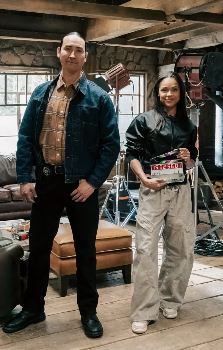 "All Hat No Cattle" -- Coverage of the CBS Original Series Marshals, scheduled to air on the CBS Television Network. Pictured (L-R): Tatanka Means as Miles and Ash Santos as Andrea. Photo: Gilles Mingasson/CBS ©2026 CBS Broadcasting, Inc. All Rights Reserved.