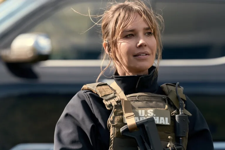 Marshals Season 2 Episode 1 "All Hat No Cattle" -- Coverage of the CBS Original Series Marshals, scheduled to air on the CBS Television Network.   Pictured: Arielle Kebbel as Belle Skinner.  Photo: Gilles Mingasson/CBS ©2026 CBS Broadcasting, Inc. All Rights Reserved.
