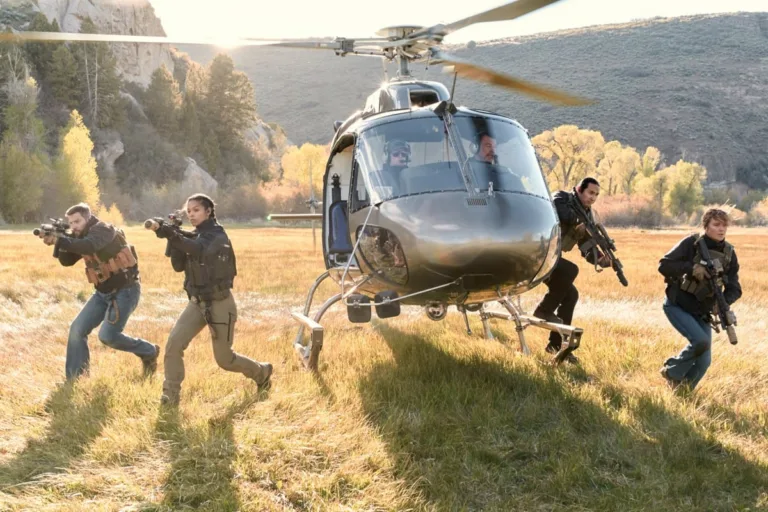 "All Hat No Cattle" -- Coverage of the CBS Original Series Marshals, scheduled to air on the CBS Television Network.   Pictured (L-R): Logan Marshall-Green as Pete Calvin, Ash Santos as Andrea Cruz, Tatanka Means as Miles Kittle, and Arielle Kebbel as Belle Skinner.  Photo: Gilles Mingasson/CBS ©2026 CBS Broadcasting, Inc. All Rights Reserved.
