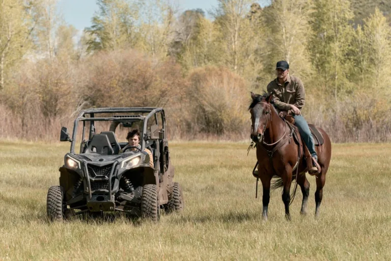 "All Hat No Cattle" -- Coverage of the CBS Original Series Marshals, scheduled to air on the CBS Television Network.   Pictured (L-R): Brecken Merrill as Tate Dutton and Luke Grimes as Kayce Dutton.  Photo: Gilles Mingasson/CBS ©2026 CBS Broadcasting, Inc. All Rights Reserved.