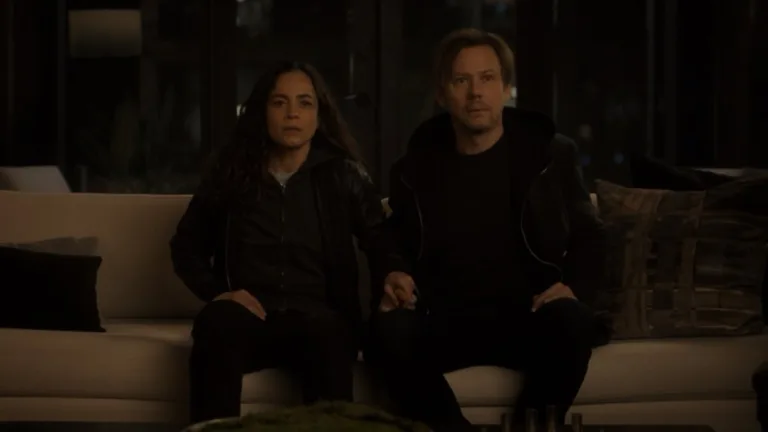 Alice Braga and Jimmi Simpson in "Dark Matter," now streaming on Apple TV.
