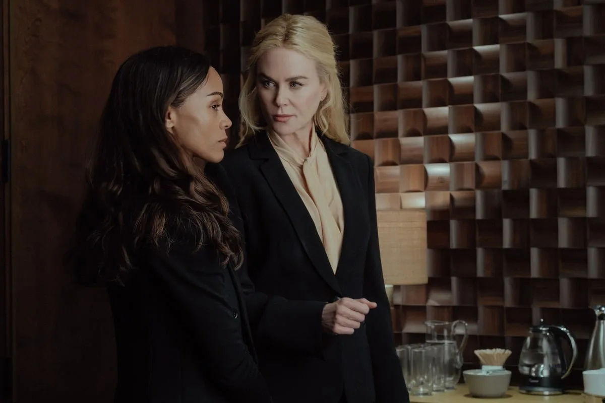 Lioness Season 3 Episode 8 Season Finale L-R: Zoe Saldaña as Joe and Nicole Kidman as Kaitlynin Lioness, episode 8, season 3, streaming on Paramount+, 2026. Photo Credit: Ryan Green/Paramount+.