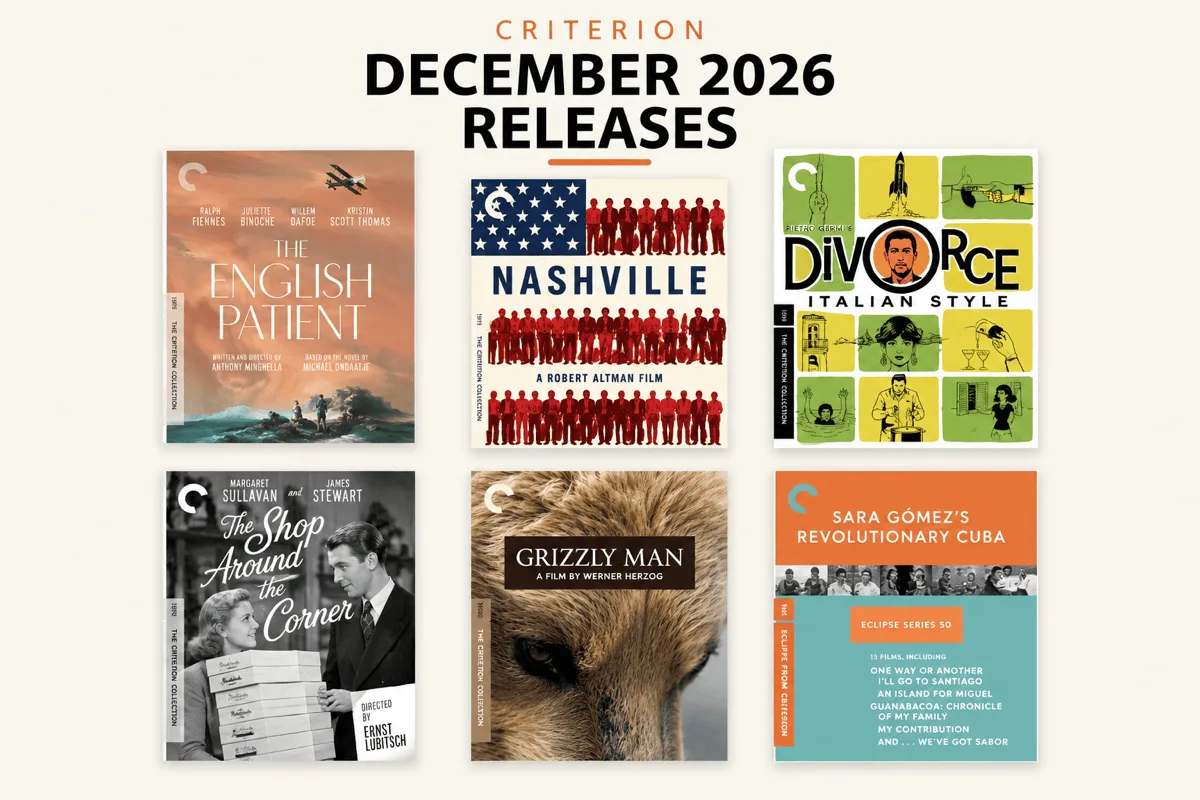 Criterion Collection December 2026 releases including The English Patient, Nashville, Grizzly Man and The Shop Around the Corner