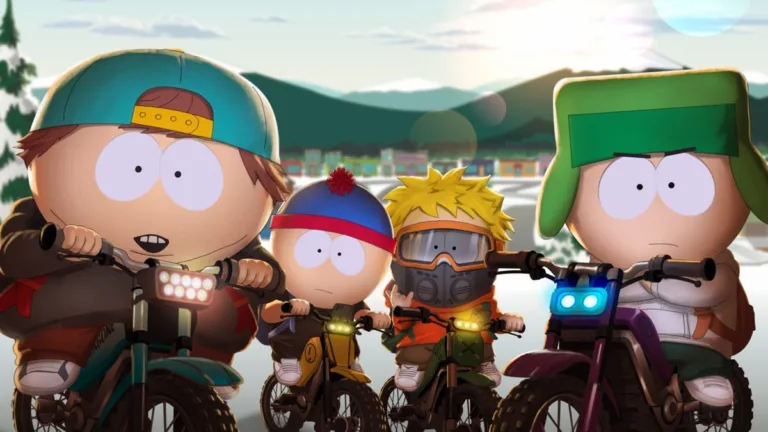 Cartman, Stan, Kenny and Kyle ride e-bikes in South Park Season 29 Episode 1