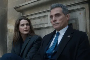 Keri Russell and Rufus Sewell in The Diplomat Season 4