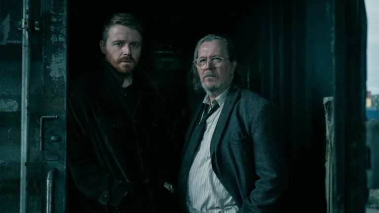 Jack Lowden and Sir Gary Oldman in "Slow Horses," now streaming on Apple TV.