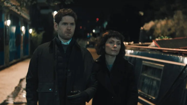 Kyle Soller and MyAnna Buring in "Slow Horses," now streaming on Apple TV.
